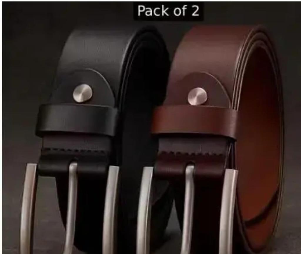 Black and Brown Belt Combo for Men, Pack of 2