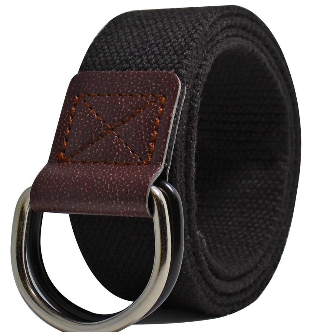 Black Canvas Belt with Metal Buckle for Men