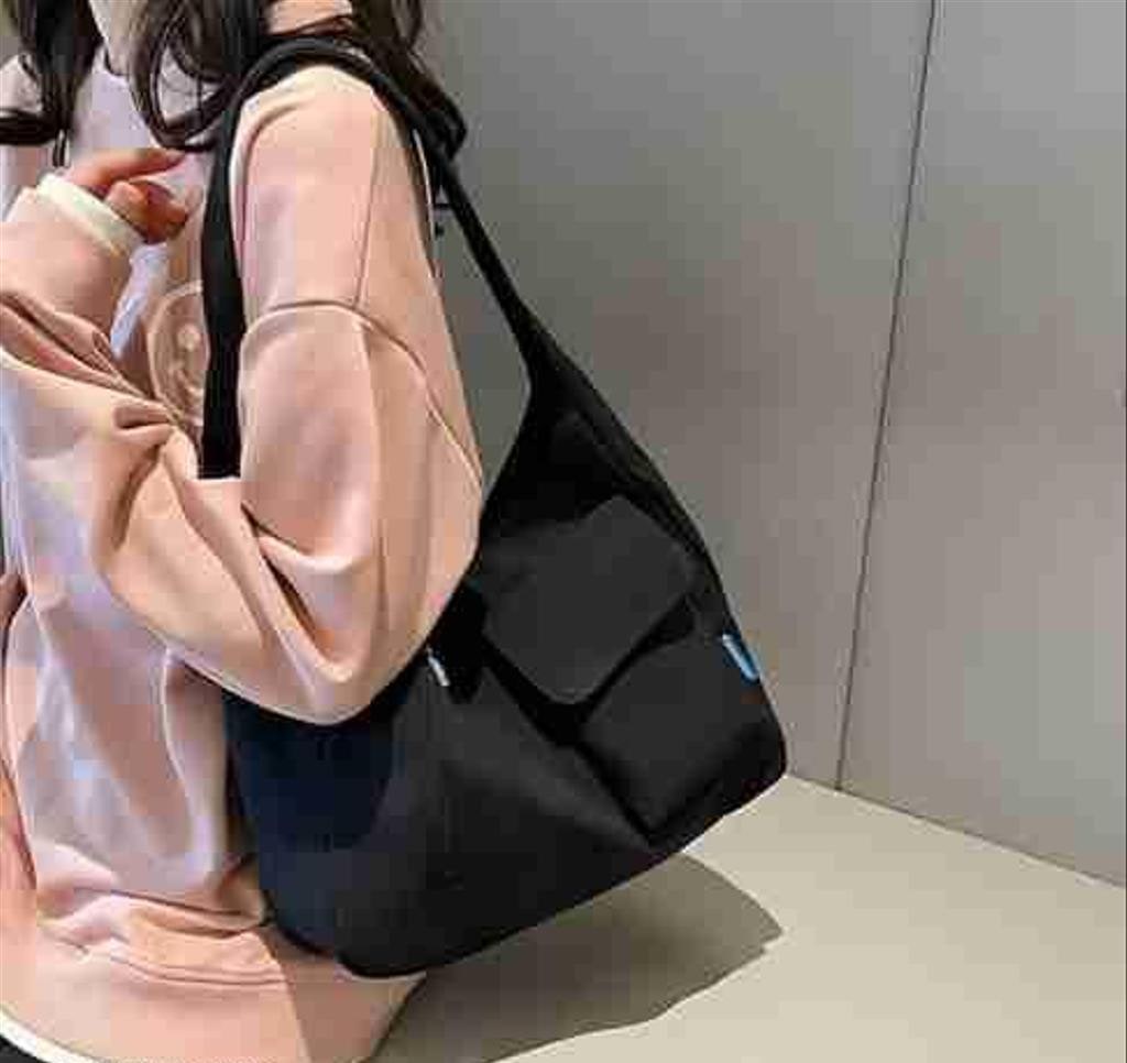 Black Canvas Flap Tote Bag