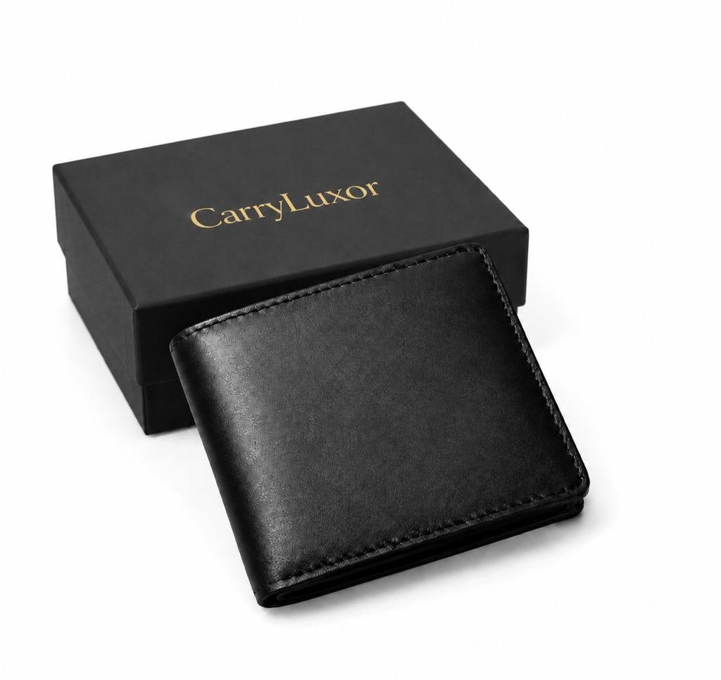 Black Genuine Leather RFID Cut-Pocket Wallet
