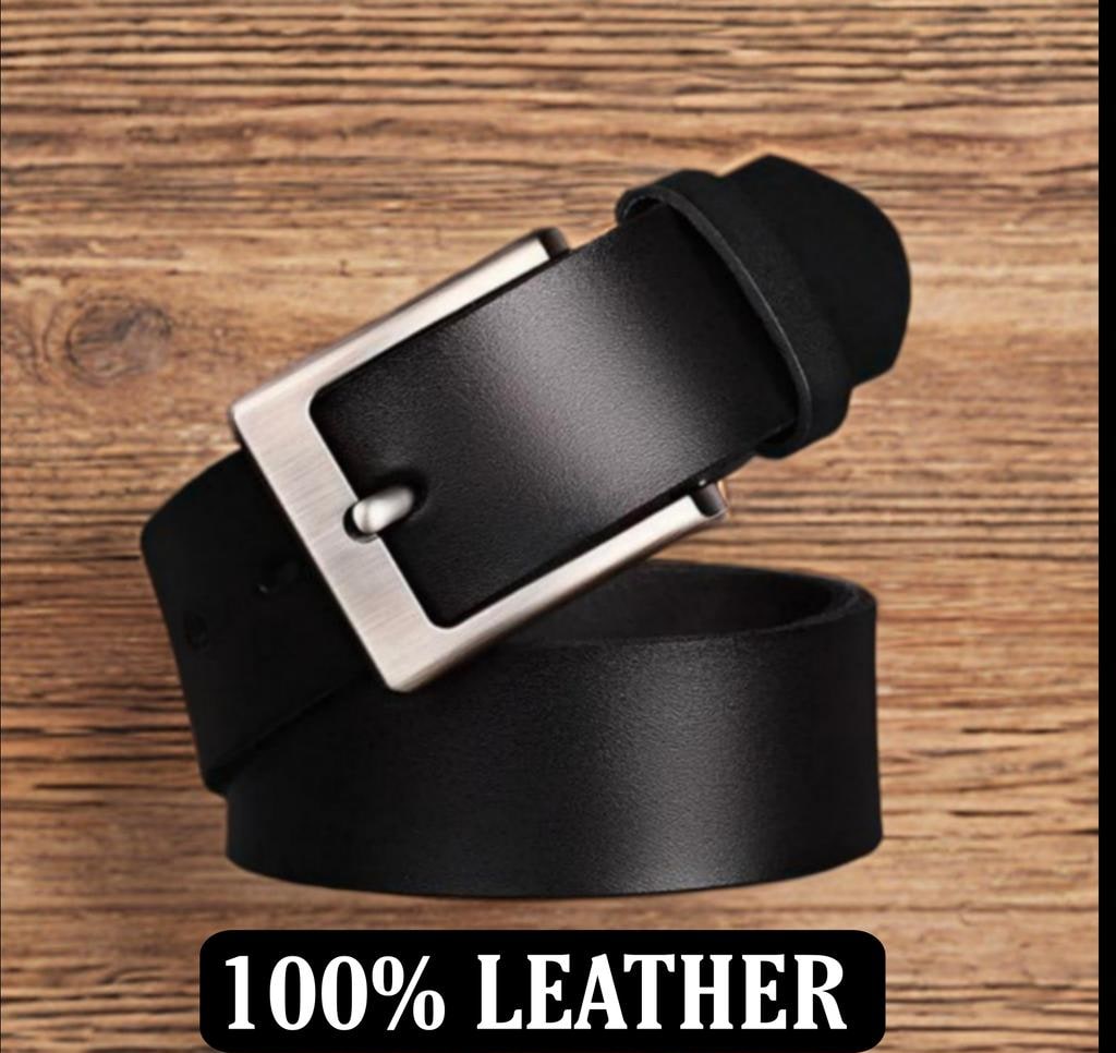 Black Leather Belt with 40 mm Buckle