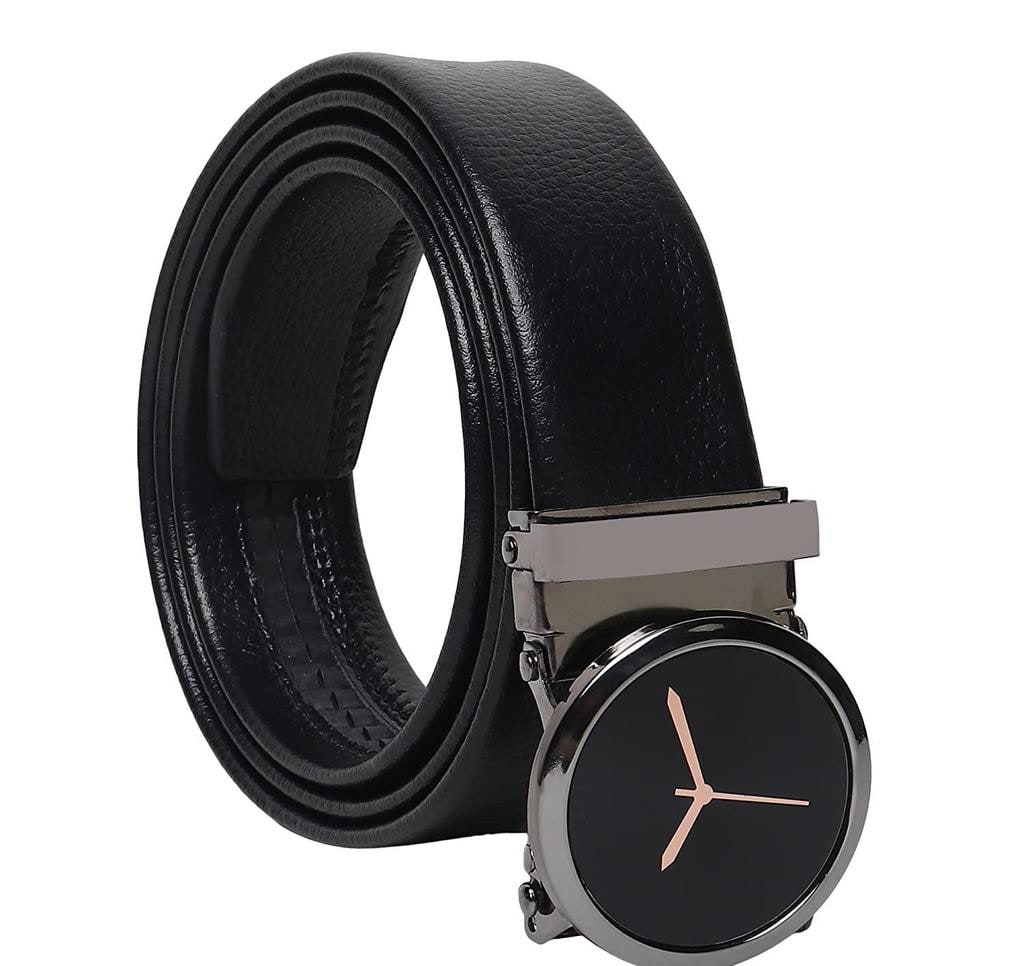 Black PU Leather Auto-Lock Belt for Men