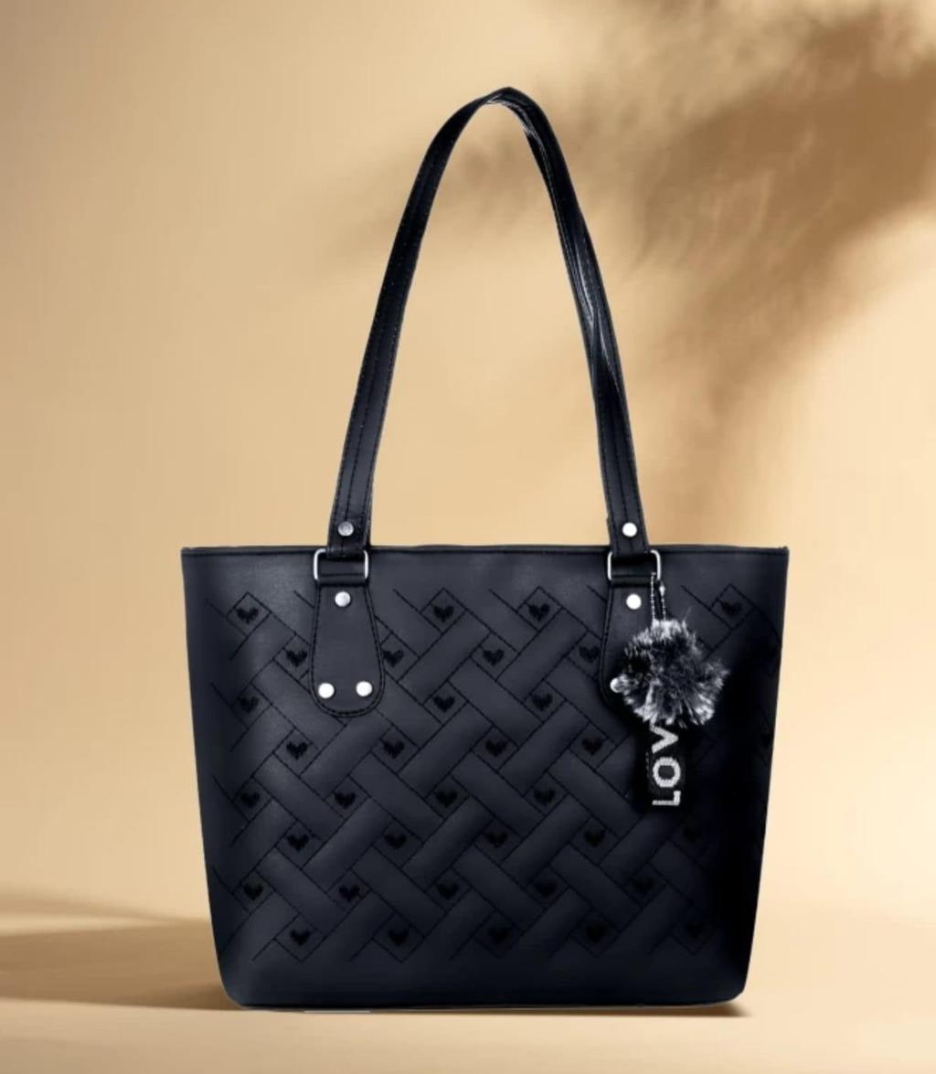 Black Shoulder Bag With Inner Zip Pocket