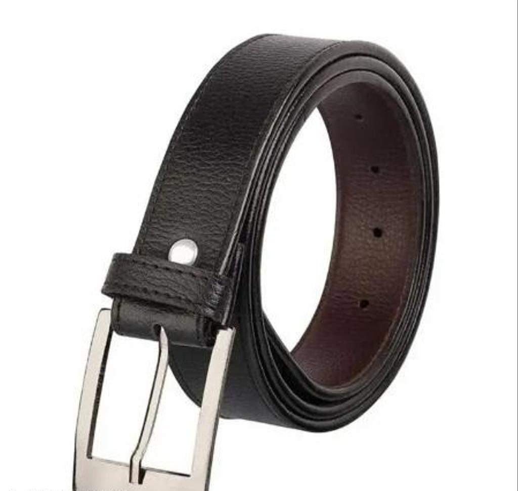 Black Synthetic Formal Belts for Men, Pack of 2