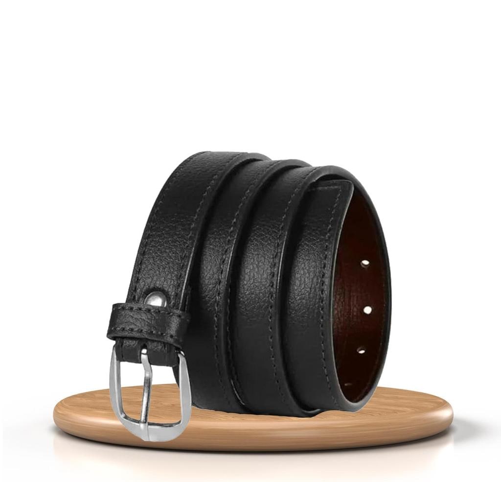 Black Textured Faux Leather Belt, 26 to 42 in