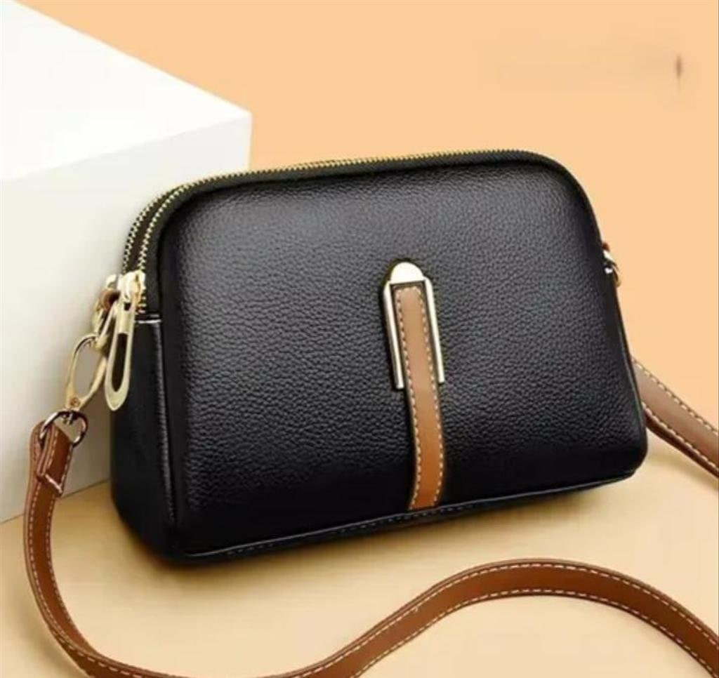 Black Textured PU Sling Bag