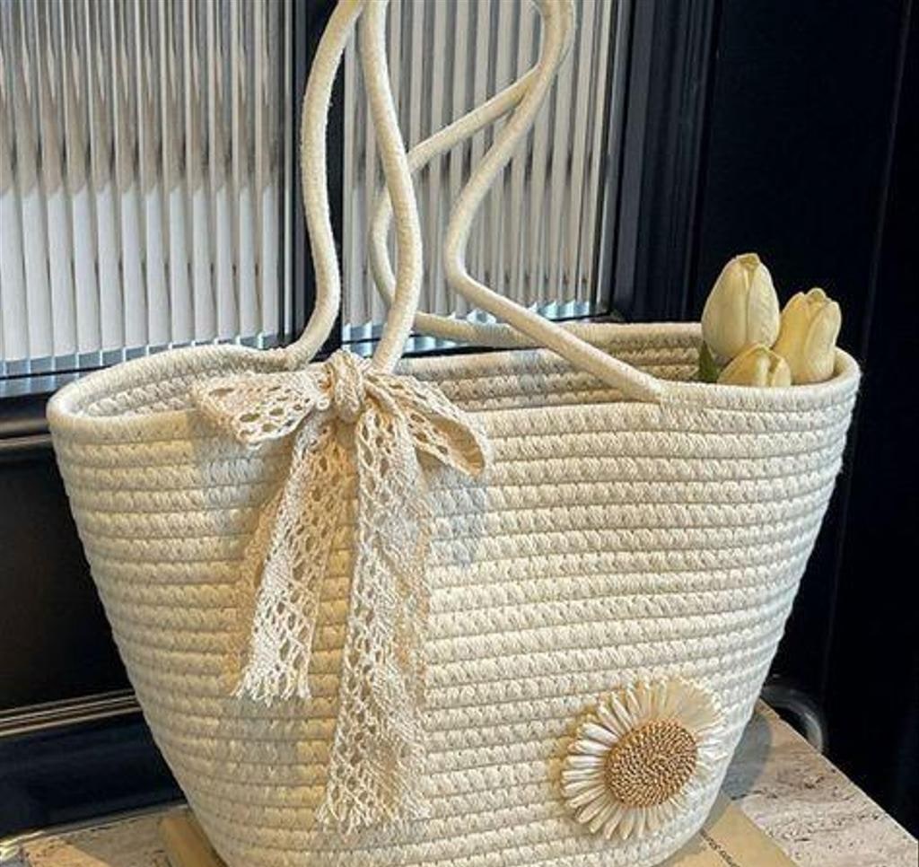 Boho Cotton Basket Handbag