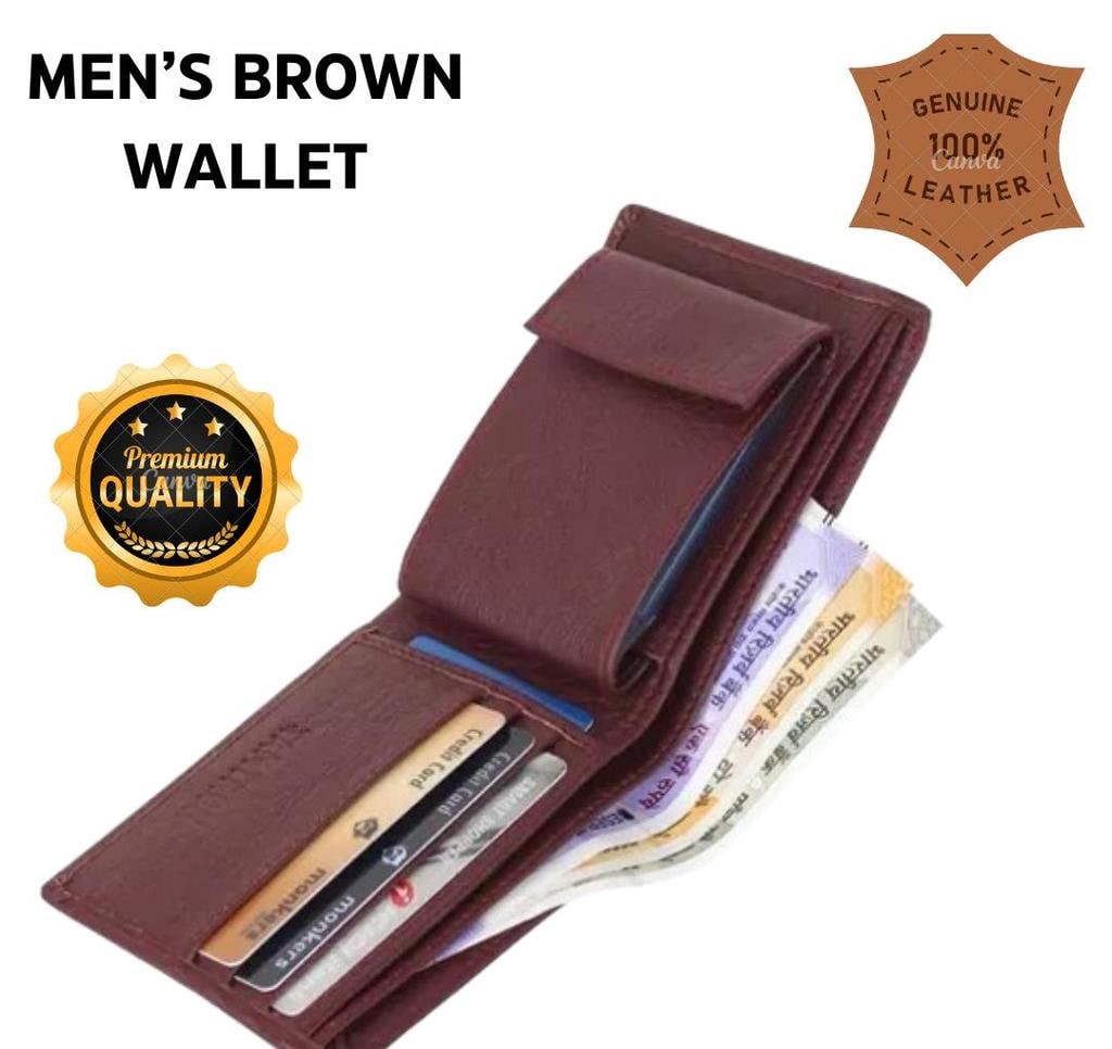 Brown Canvas and Leather Wallet, 9 Card Slots