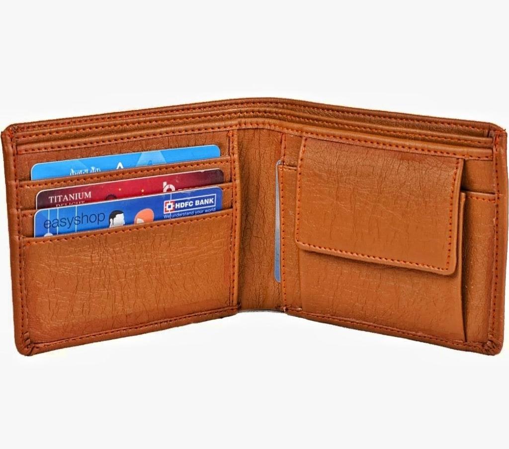 Brown Faux Leather Wallet with 2 Secret Pockets