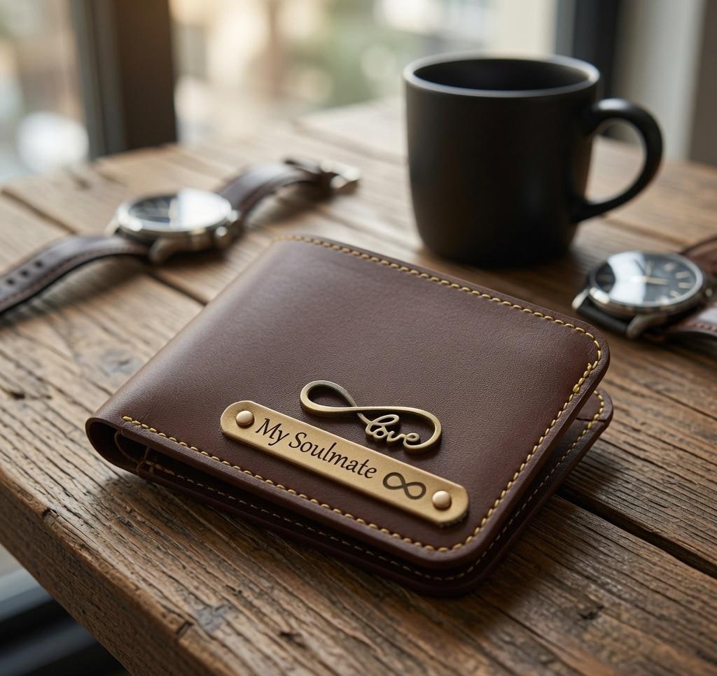Brown Printed Faux Leather Wallet with 4 Card Slots