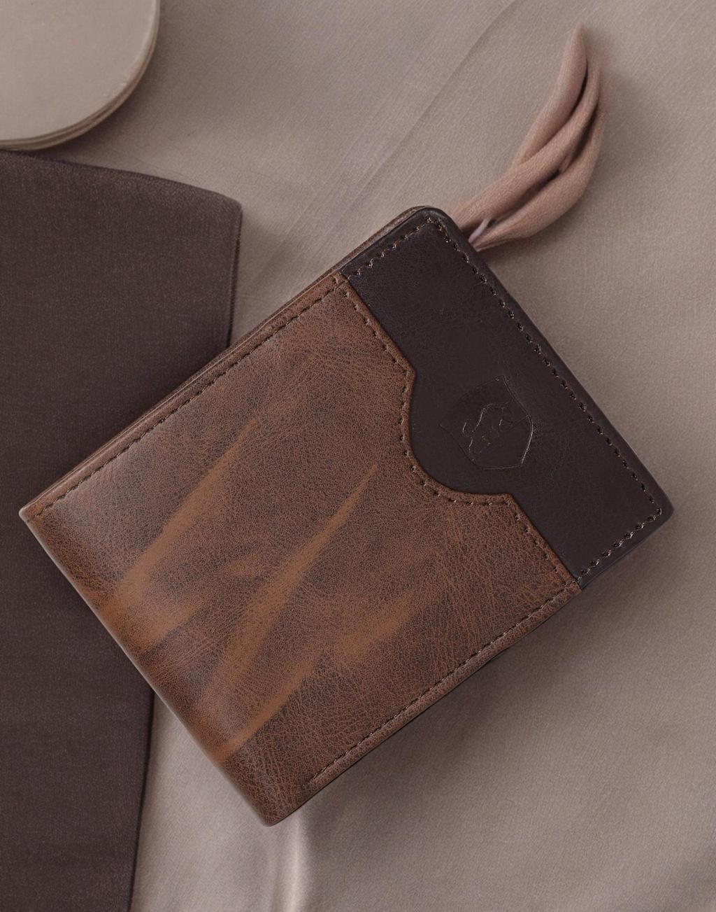 Brown PU Leather Wallet with 6 Card Slots