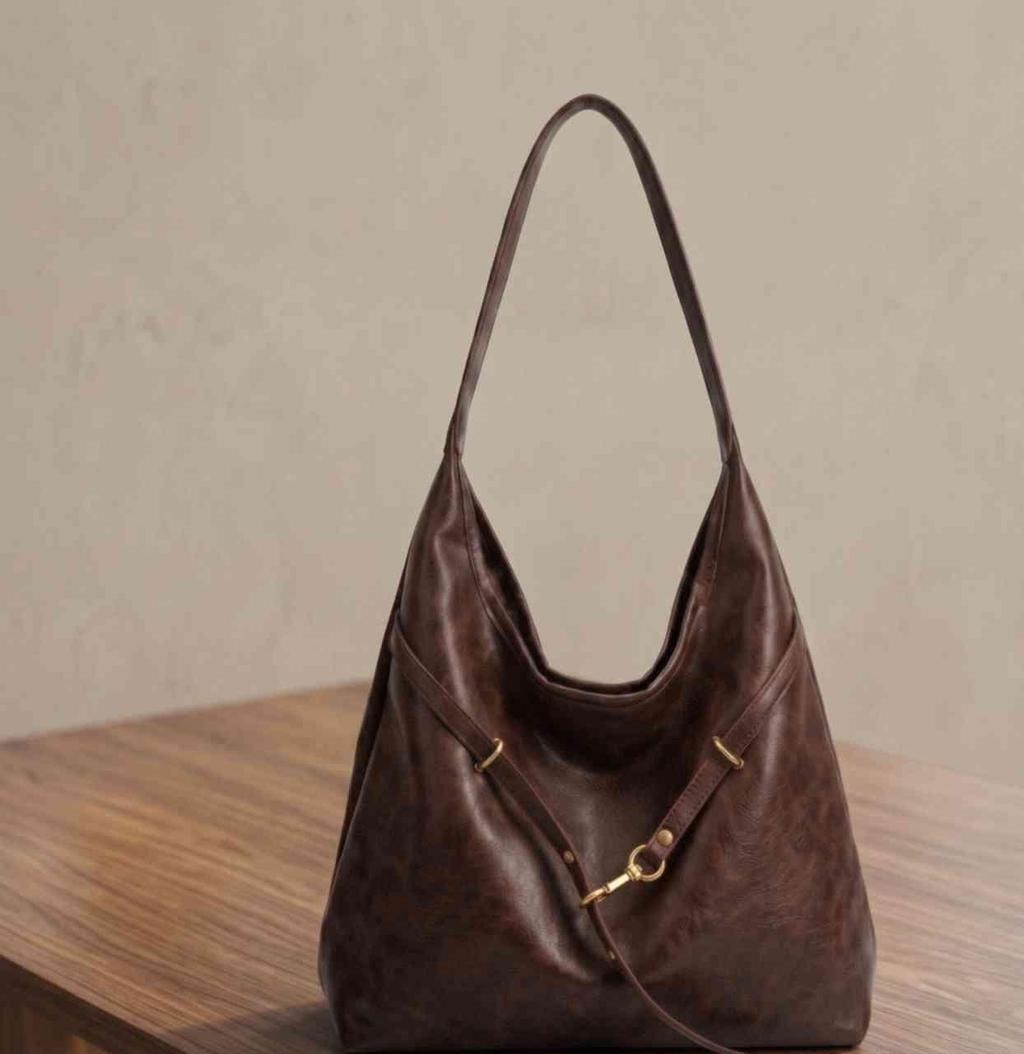 Brown Soft PU Leather Hobo Bag