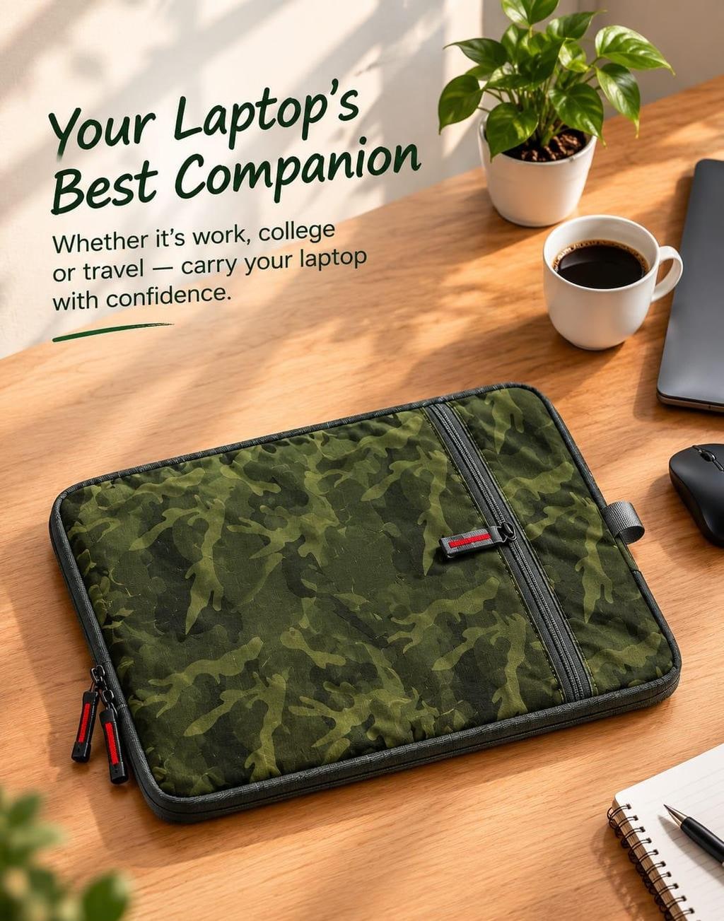 Camouflage Padded Polyester Laptop Bag
