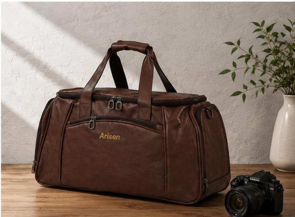 Classic PU Leather Carryall Duffel Bag