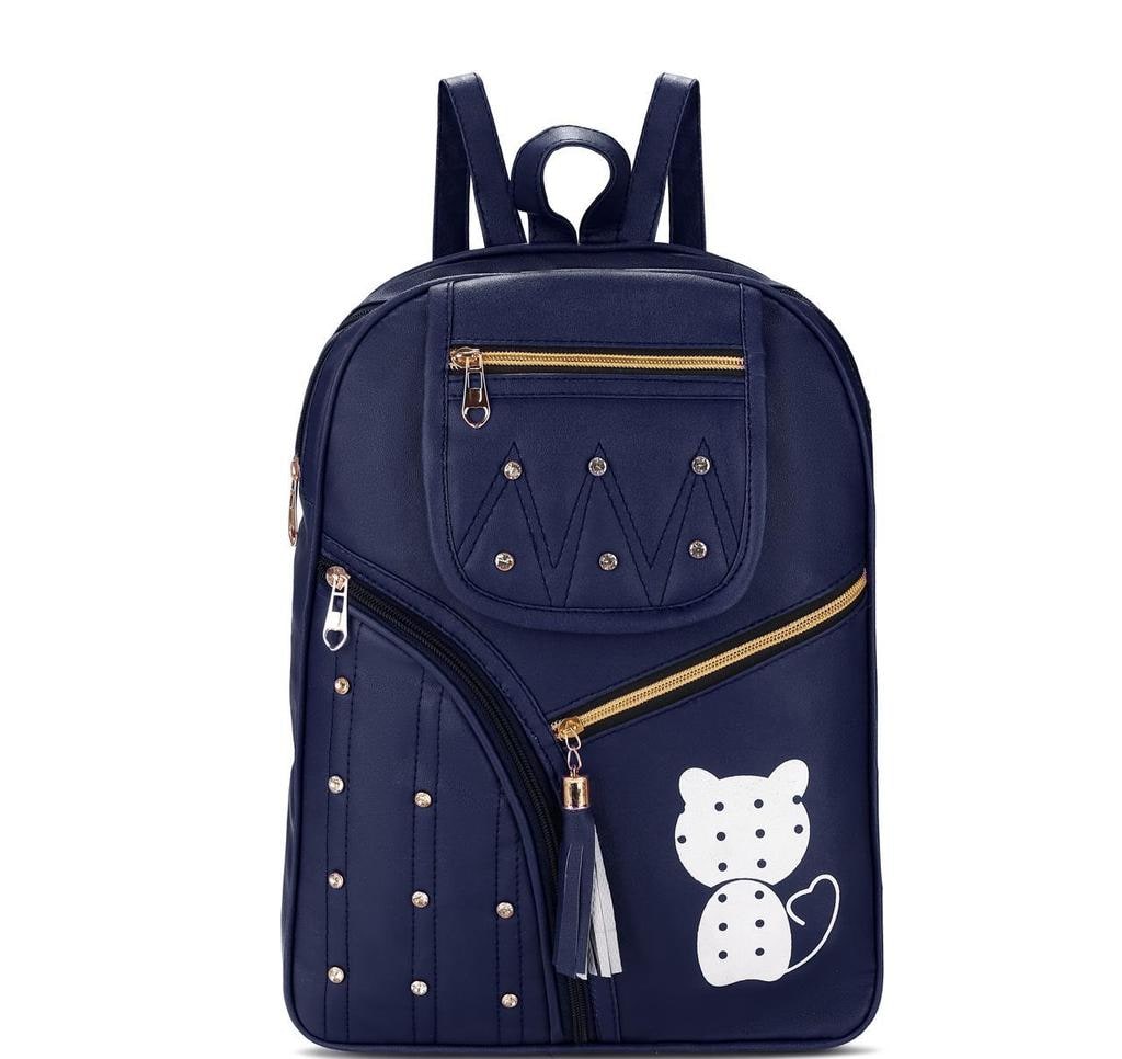 Embellished PU Backpack with 2 Compartments