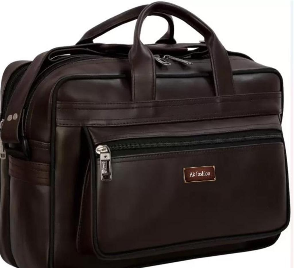 Expandable PU Leather Office Messenger Bag