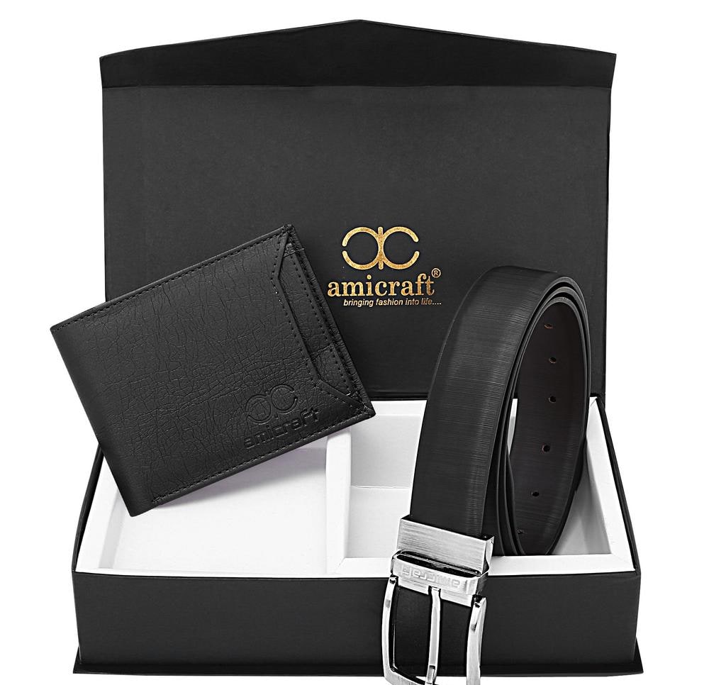 Faux Leather Belt and Wallet Gift Combo