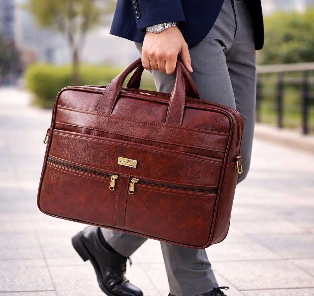 Faux Leather Executive Laptop Briefcase 15.6 Inch