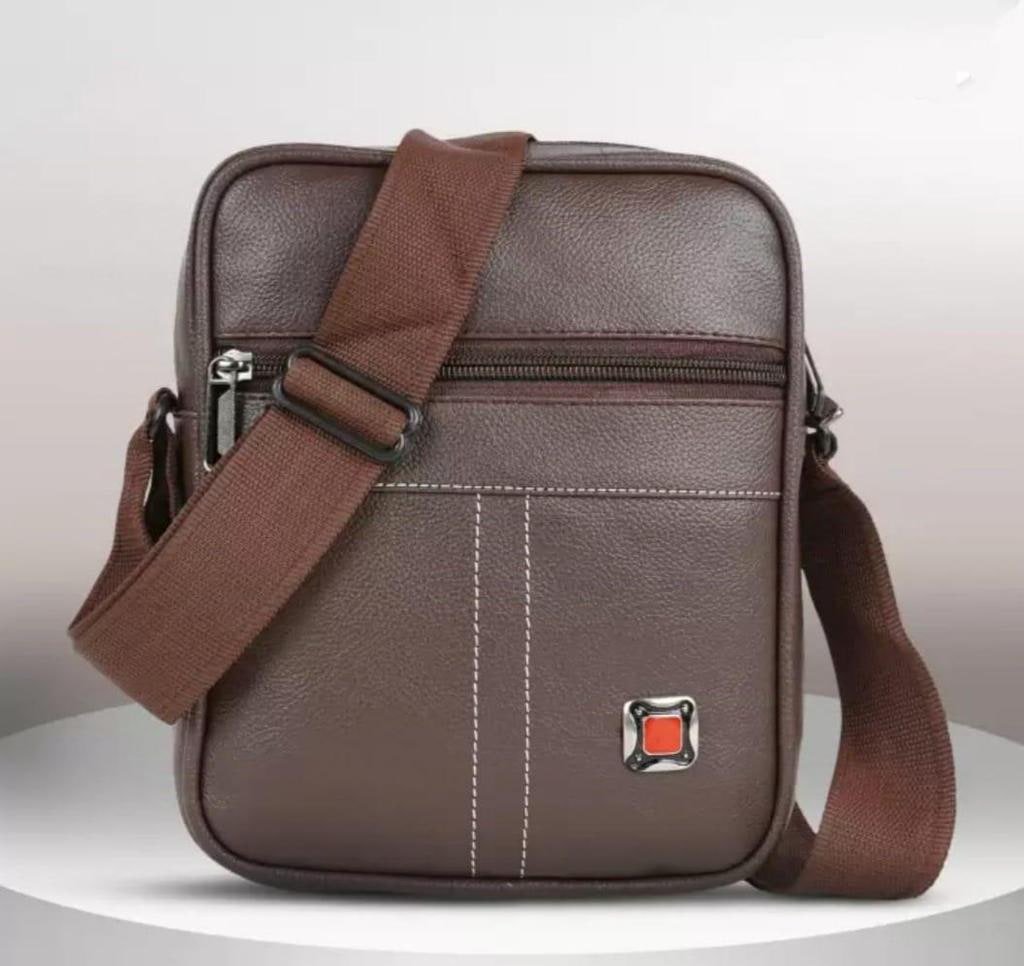 Faux Leather Messenger Bag with Detachable Strap