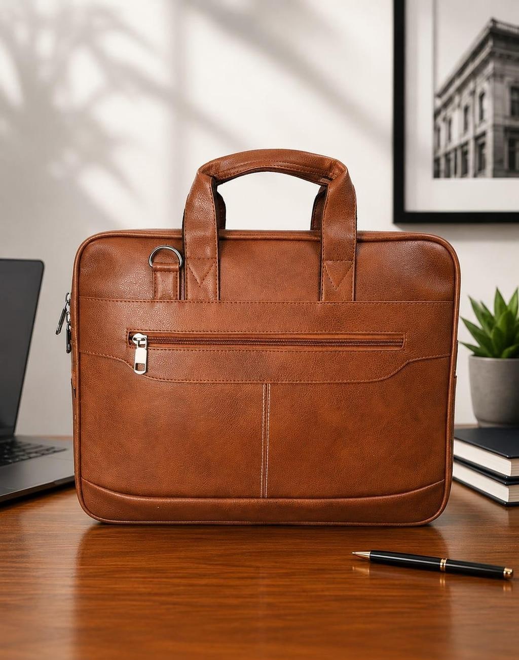 Gold PU Leather Business Laptop Briefcase