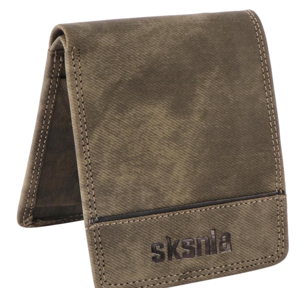 Green PU Leather Slim Bi-Fold Wallet
