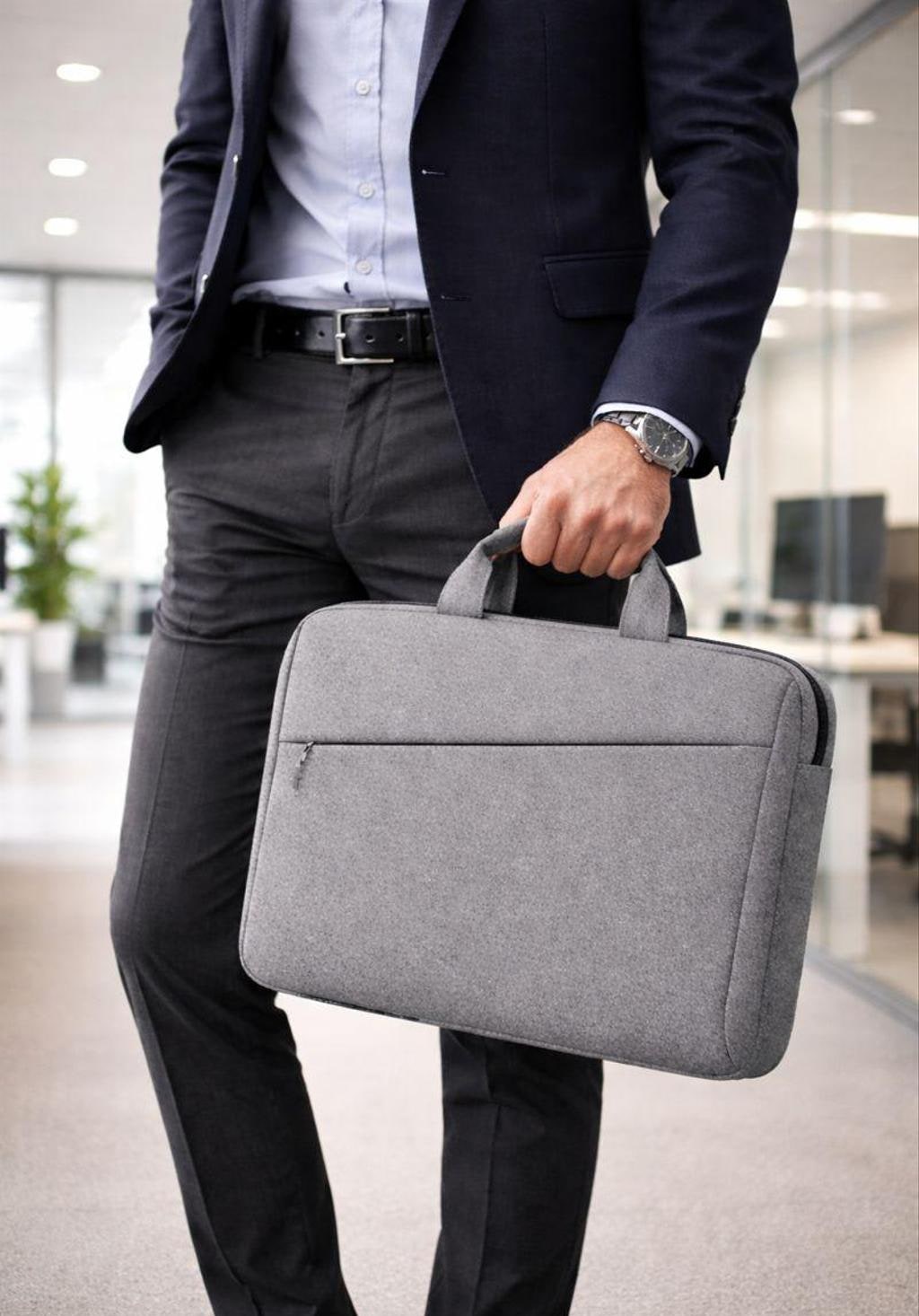 Grey Canvas 15.6 Inch Laptop Briefcase