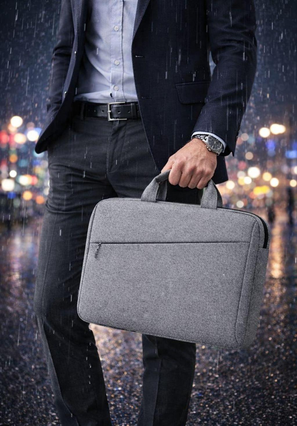 Grey Canvas 15.6 Inch Laptop Messenger Bag