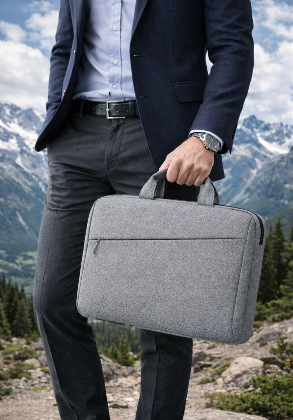Grey Canvas Laptop Messenger Bag 15.6 Inch