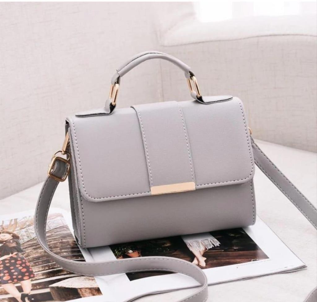 Grey Mini PU Sling Bag