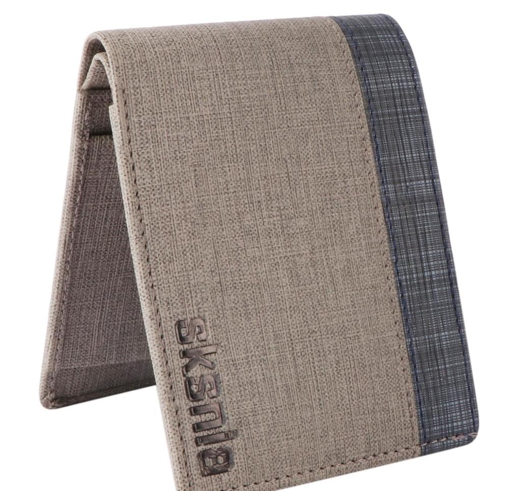 Grey PU Leather Bifold Wallet with 3 Card Slots