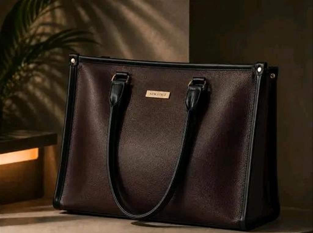 Large Brown PU Leather Office Tote Bag