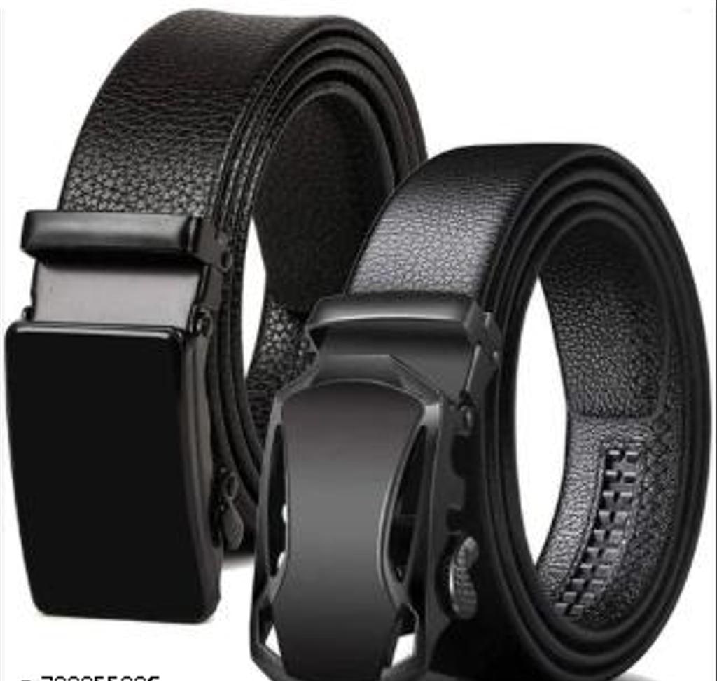 Modern Textured PU Leather Belts, Pack of 2
