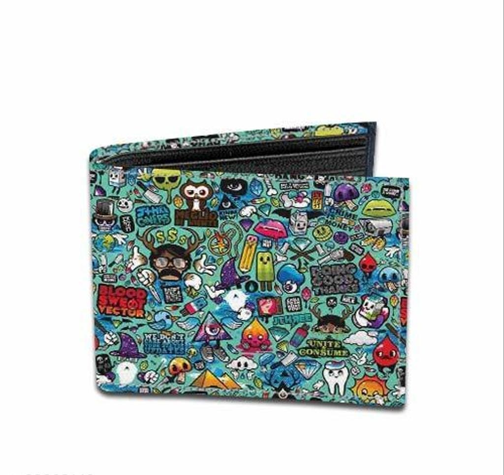 Printed Canvas and Leather Wallet