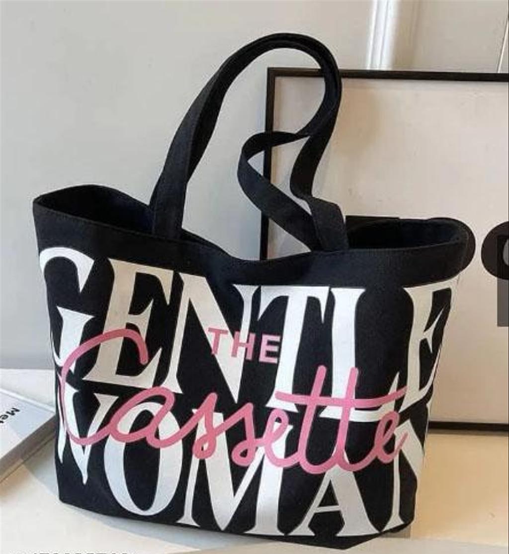 Printed Canvas Shoulder Tote with Zip