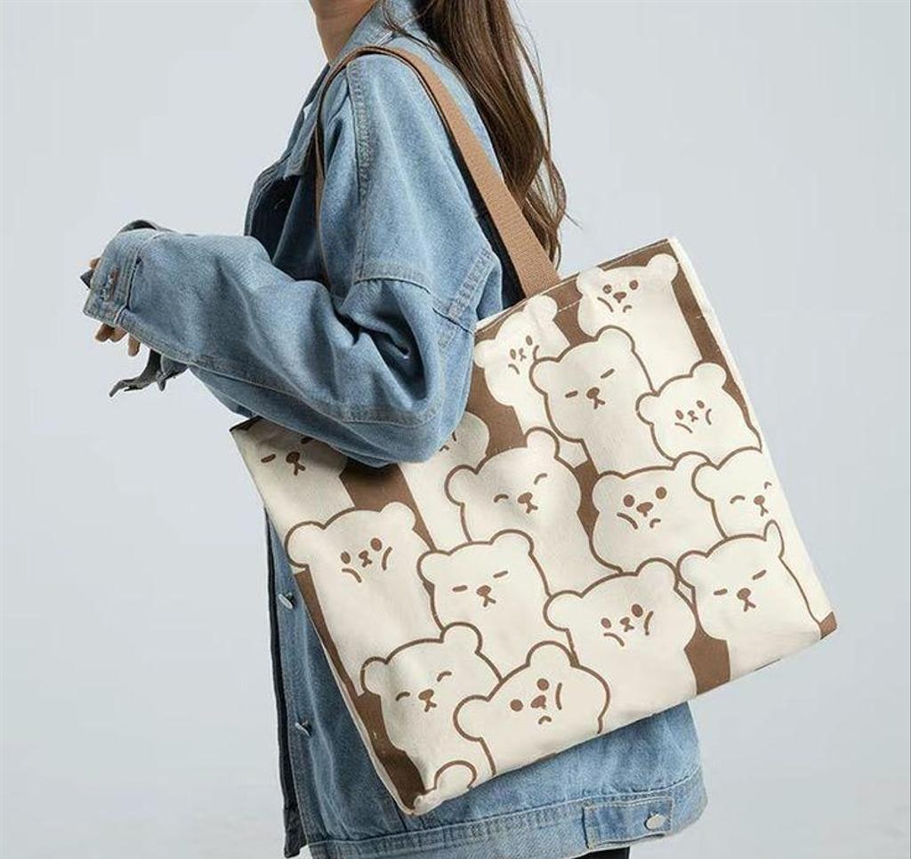 Printed Canvas Tote Shoulder Bag