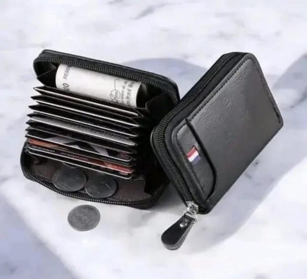 Printed Faux Leather Zip Card Holder, 9 Slots