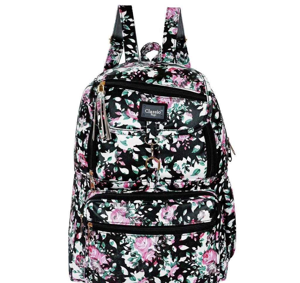 Printed PU Backpack With Five Compartments
