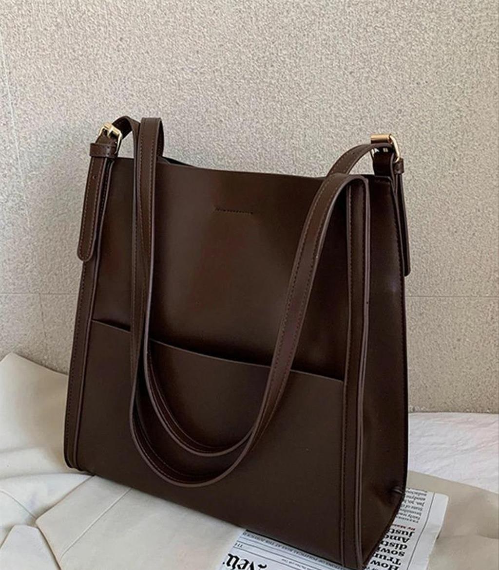 PU Leather Tote Handbag with Front Pocket