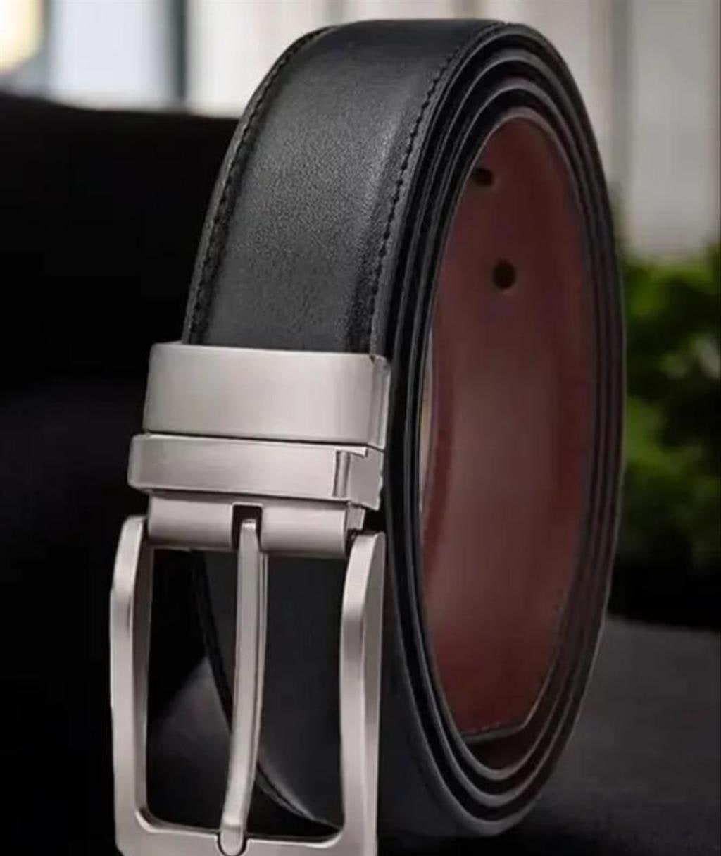 Reversible Faux Leather Belt with Rotating Buckle
