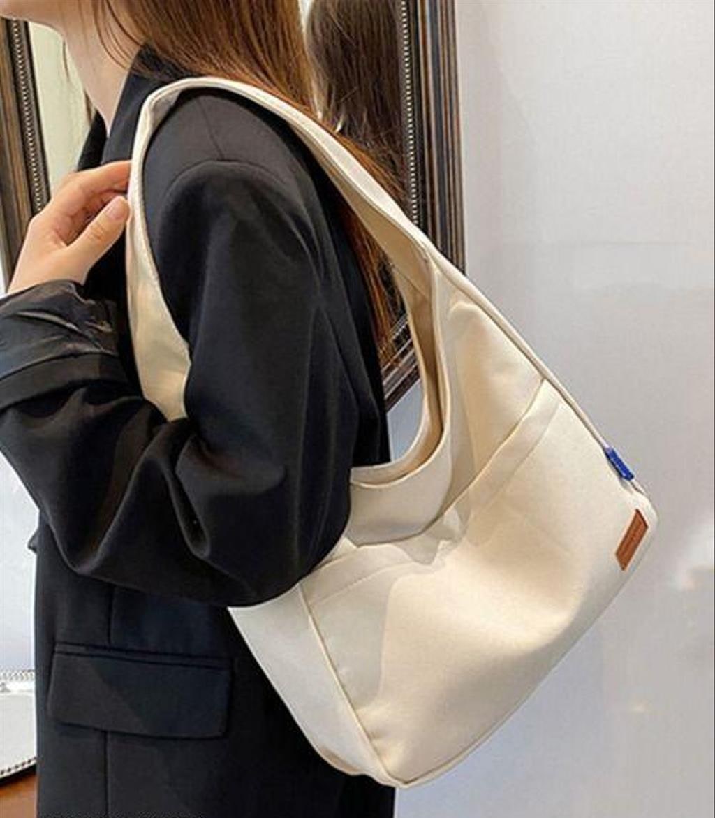 Solid Canvas Hobo Shoulder Bag