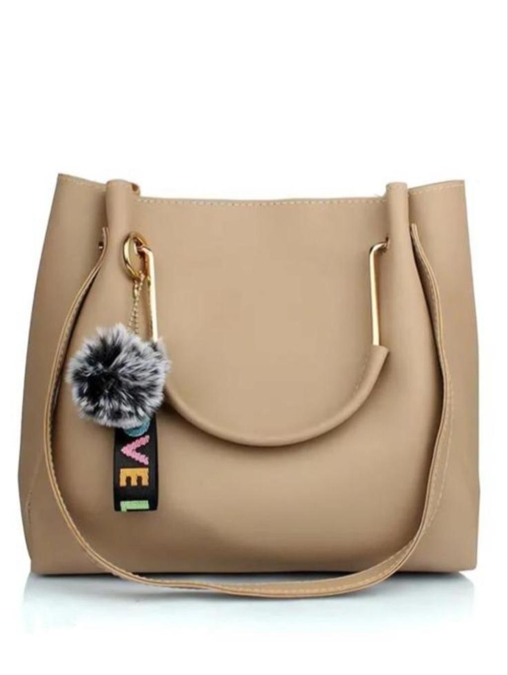 Solid PU Handbag, 11 x 10 in