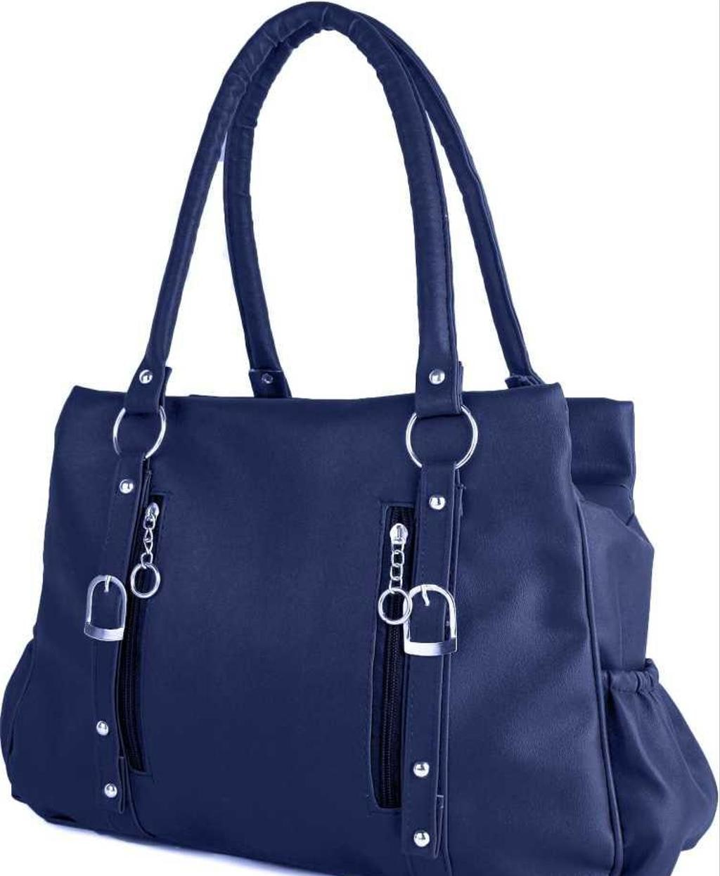 Solid PU Handbag, 12 x 10 in