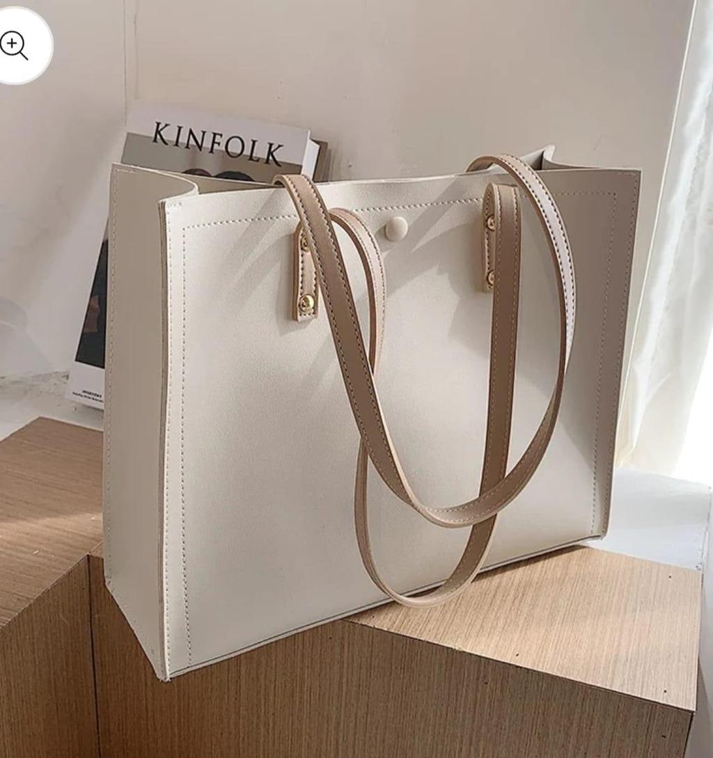Solid PU Handbag, 14 x 10 in