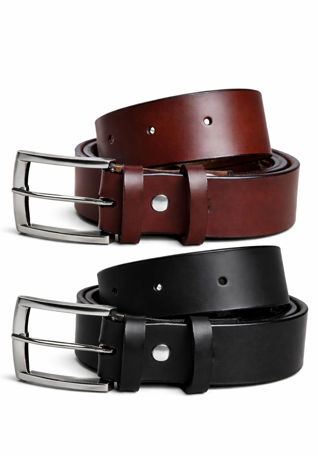 Solid PU Leather Belts, Pack of 2