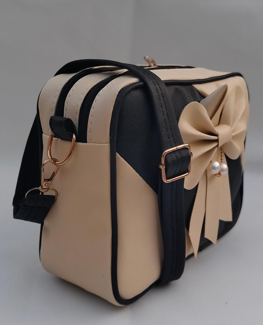Solid PU Sling Bag With Two Compartments