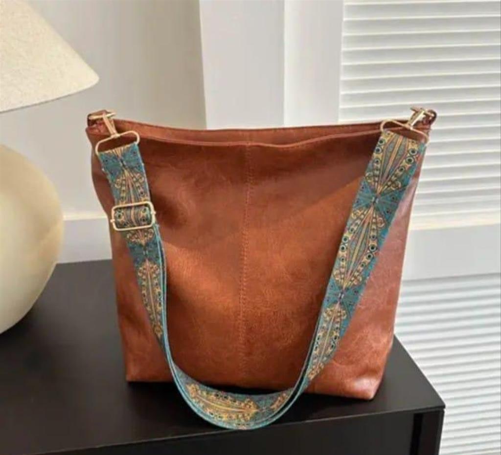 Tan Brown Textured PU Handbag