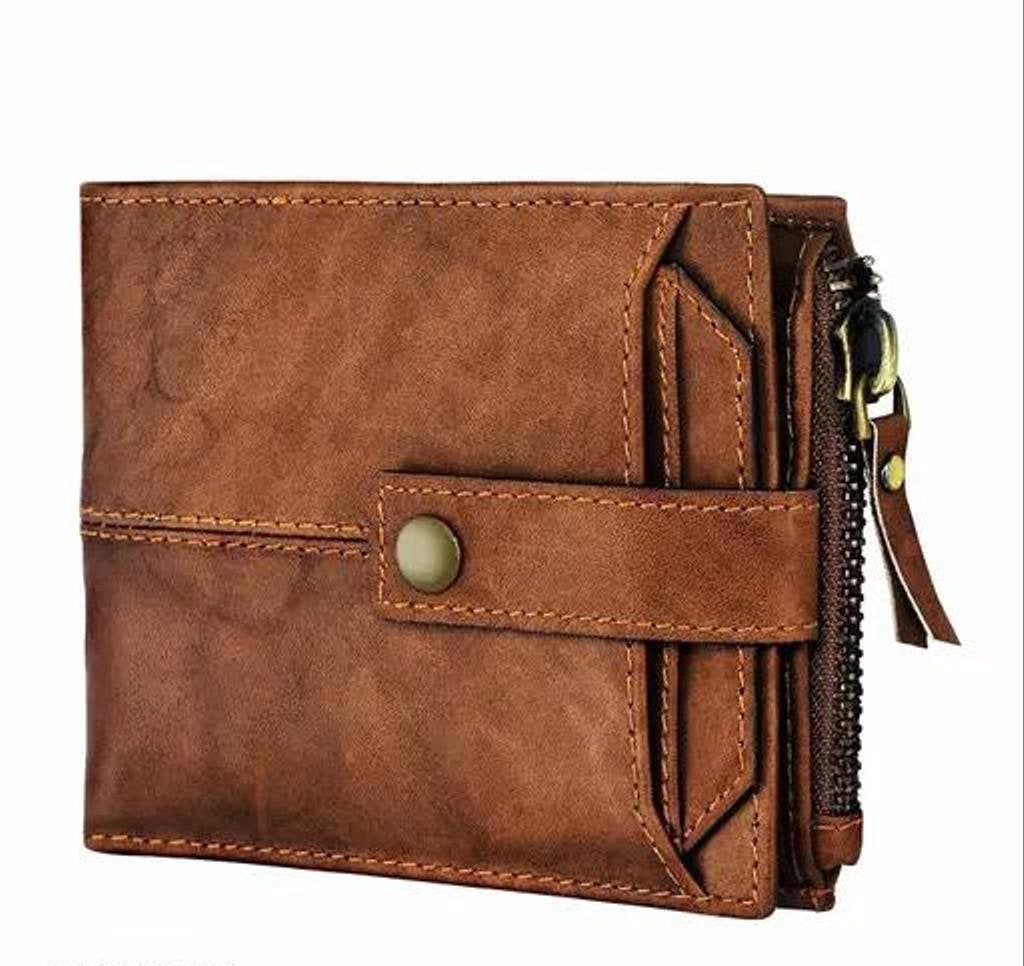 Tan Genuine Leather RFID Wallet, 13 Card Slots