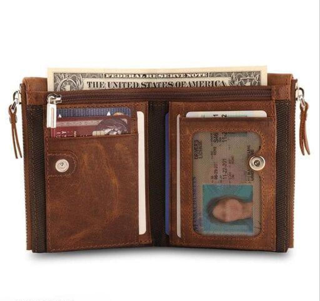 Tan Genuine Leather Wallet, 7 Card Slots