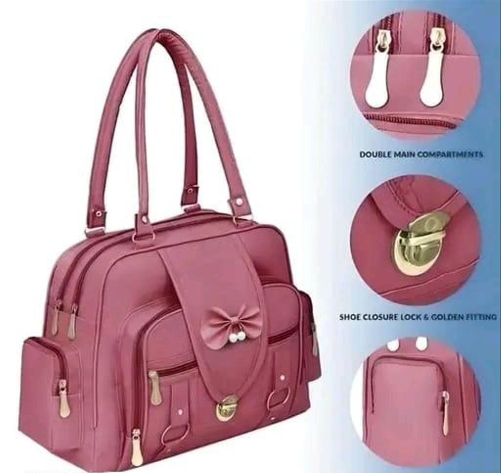 Two-Compartment PU Handbag, 16 x 12 in