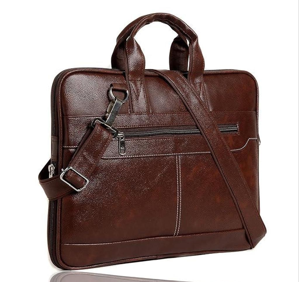 Vintage-Look Brown PU Leather Messenger Bag